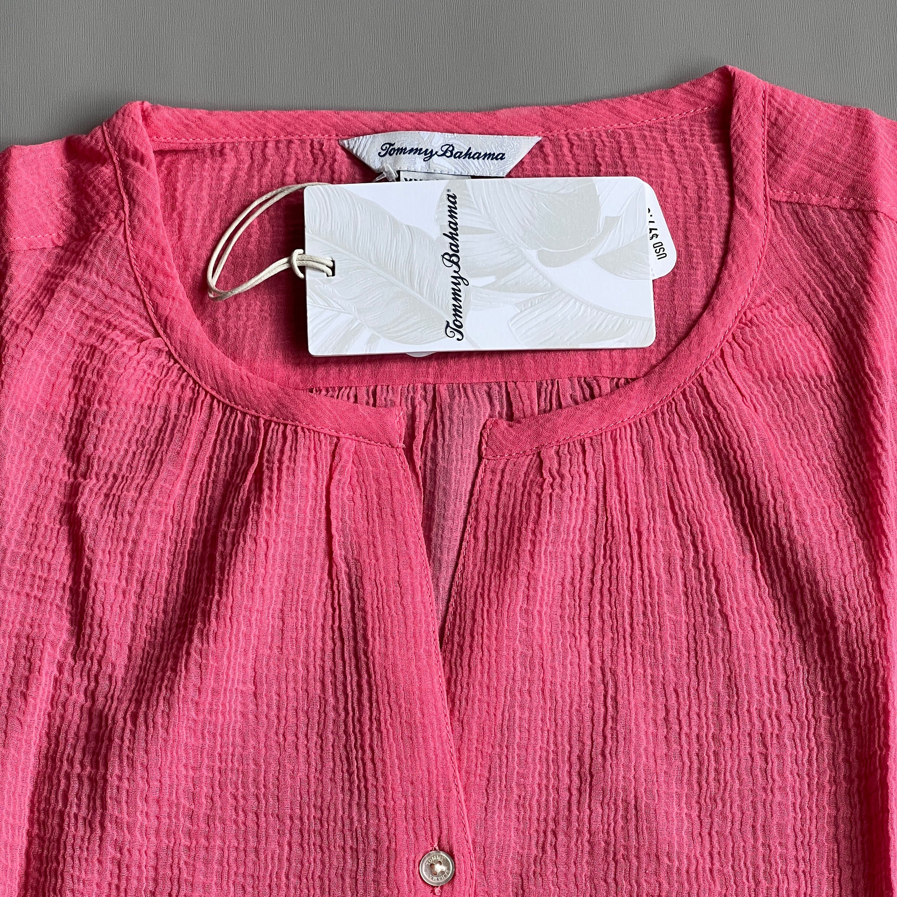 TOMMY BAHAMA Women's Lana Bay Gauze Top 3/4 Sleeve Tutti Frutti Size XXS (New)