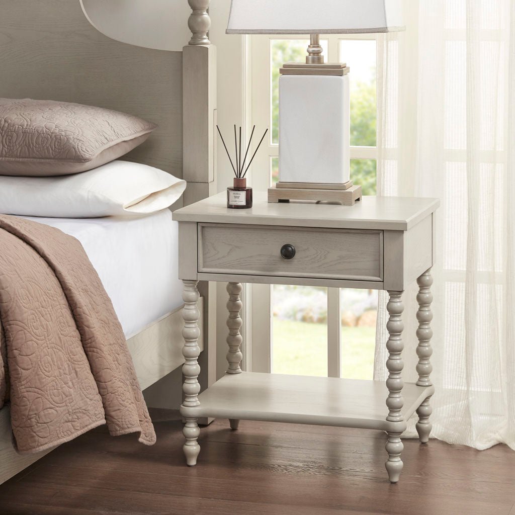 Nightstand With 1 Drawer And Turned Legs