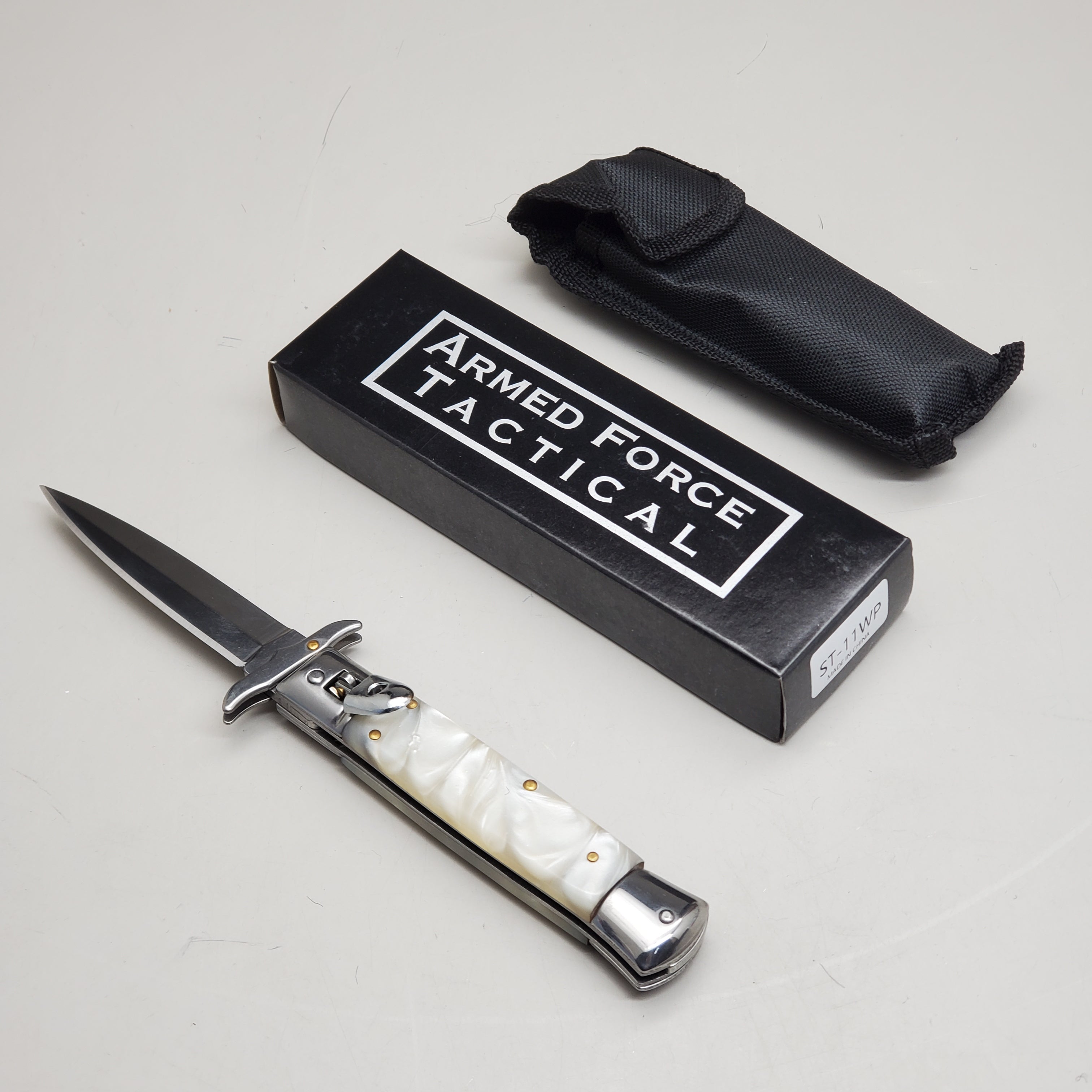 ZA@ ARMED FORCE TACTICAL 8” Handcrafted OTF Pocket Knife – Ivory ST-11WP