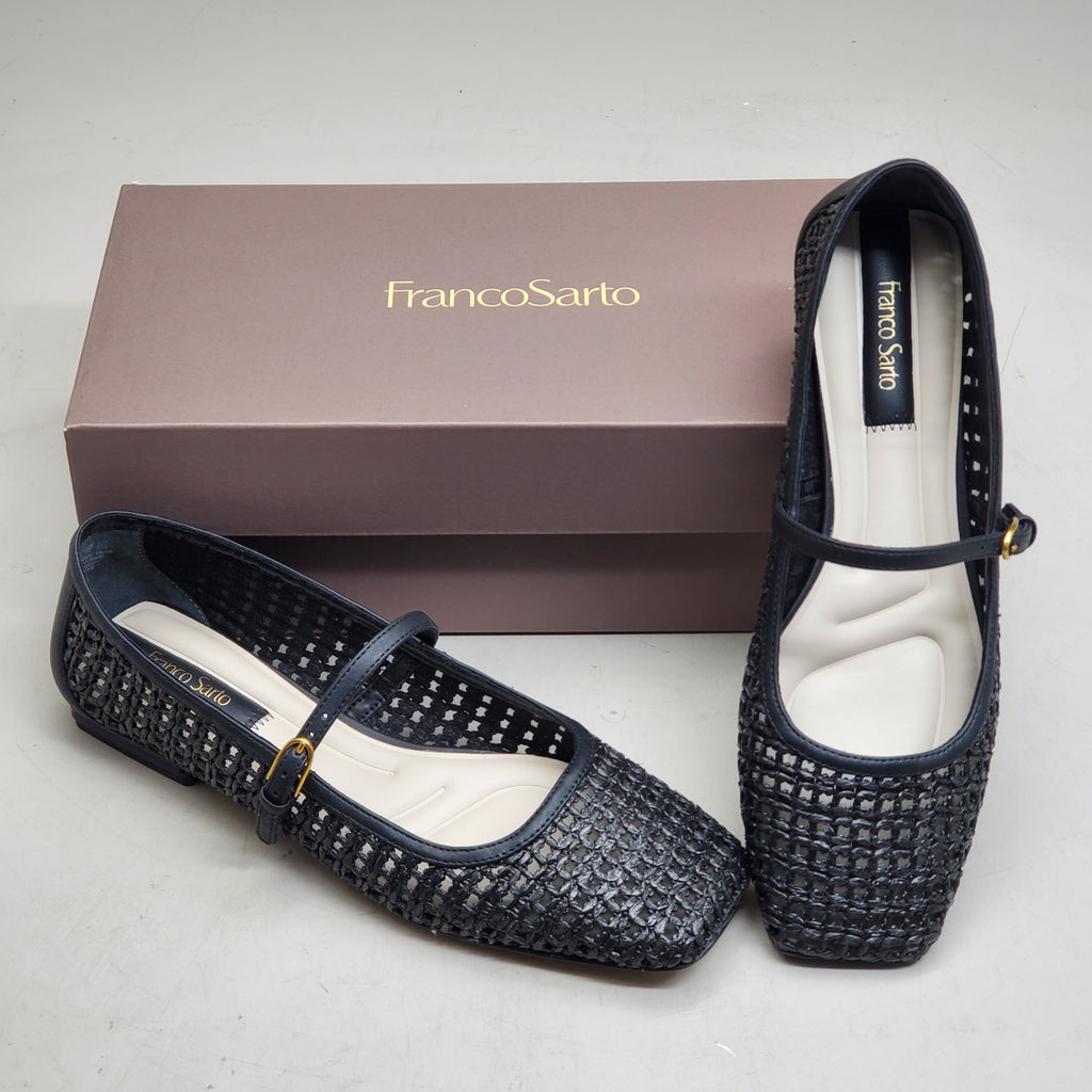 FRANCO SARTO L-Tinsley Mary Jane Women's Flat SZ M 7 Black
