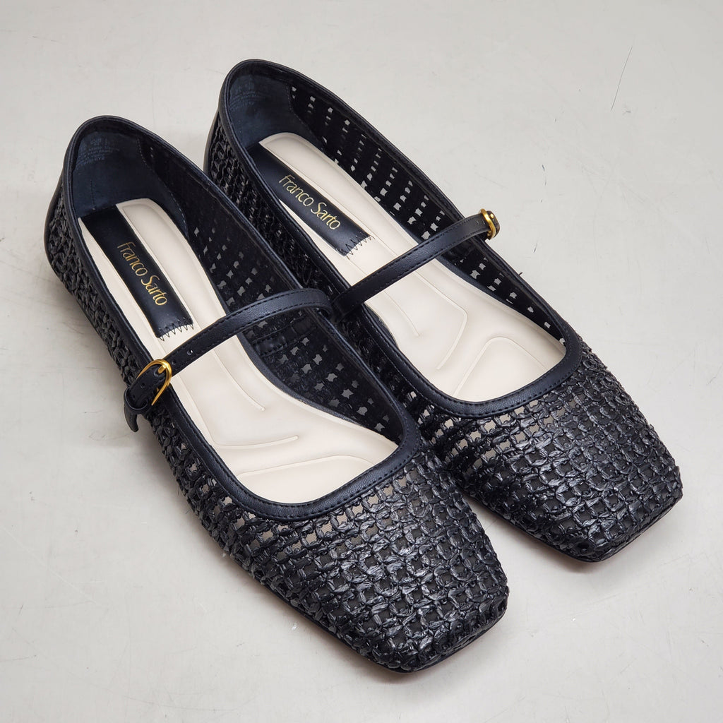 FRANCO SARTO L-Tinsley Mary Jane Women's Flat SZ M 7 Black