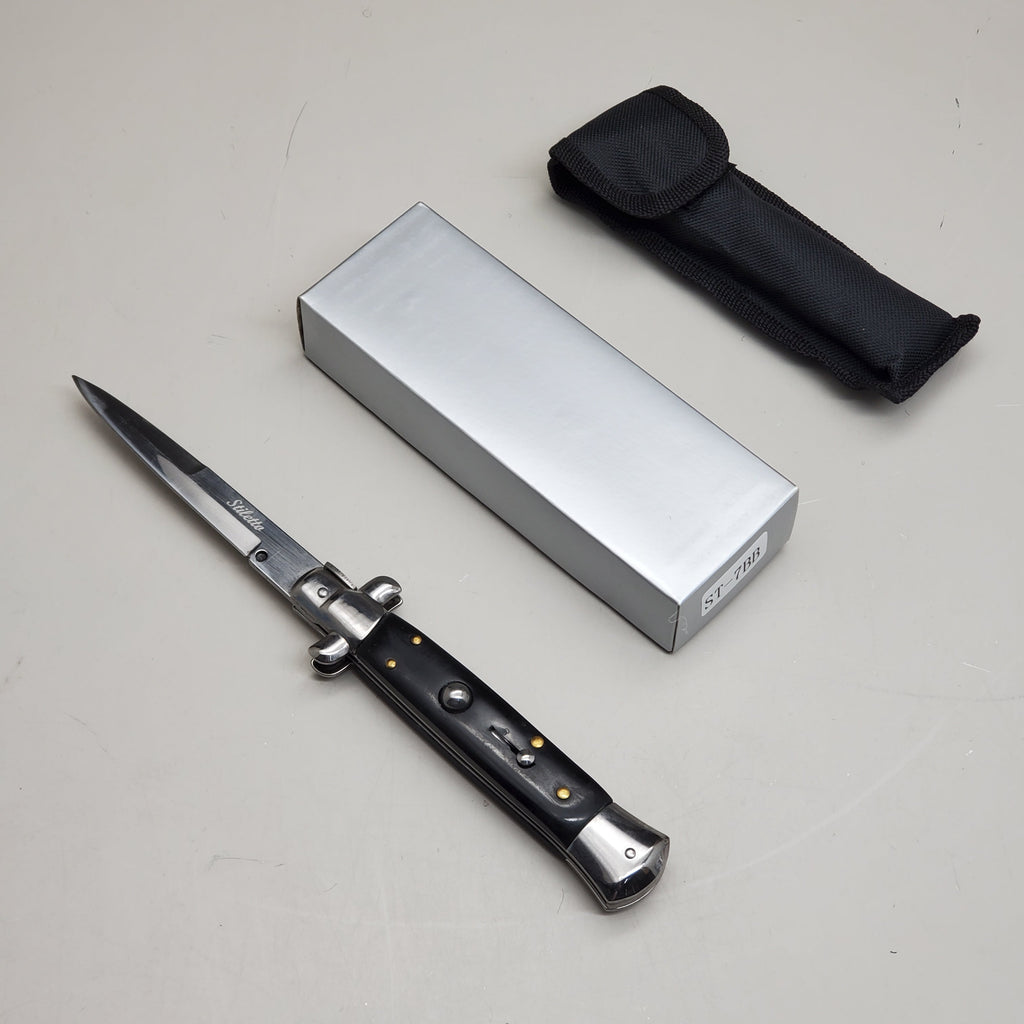 ZA@ ARMED FORCE TACTICAL 9” Handcrafted OTF Pocket Knife – Black ST-7BB