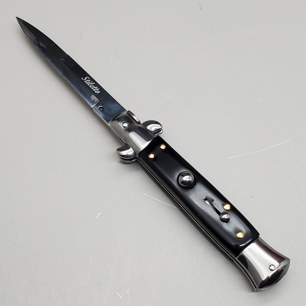 ZA@ ARMED FORCE TACTICAL Hand Crafted OTF Pocket Knife  9" Knife 4" Blade Black/Silver ST-6BK