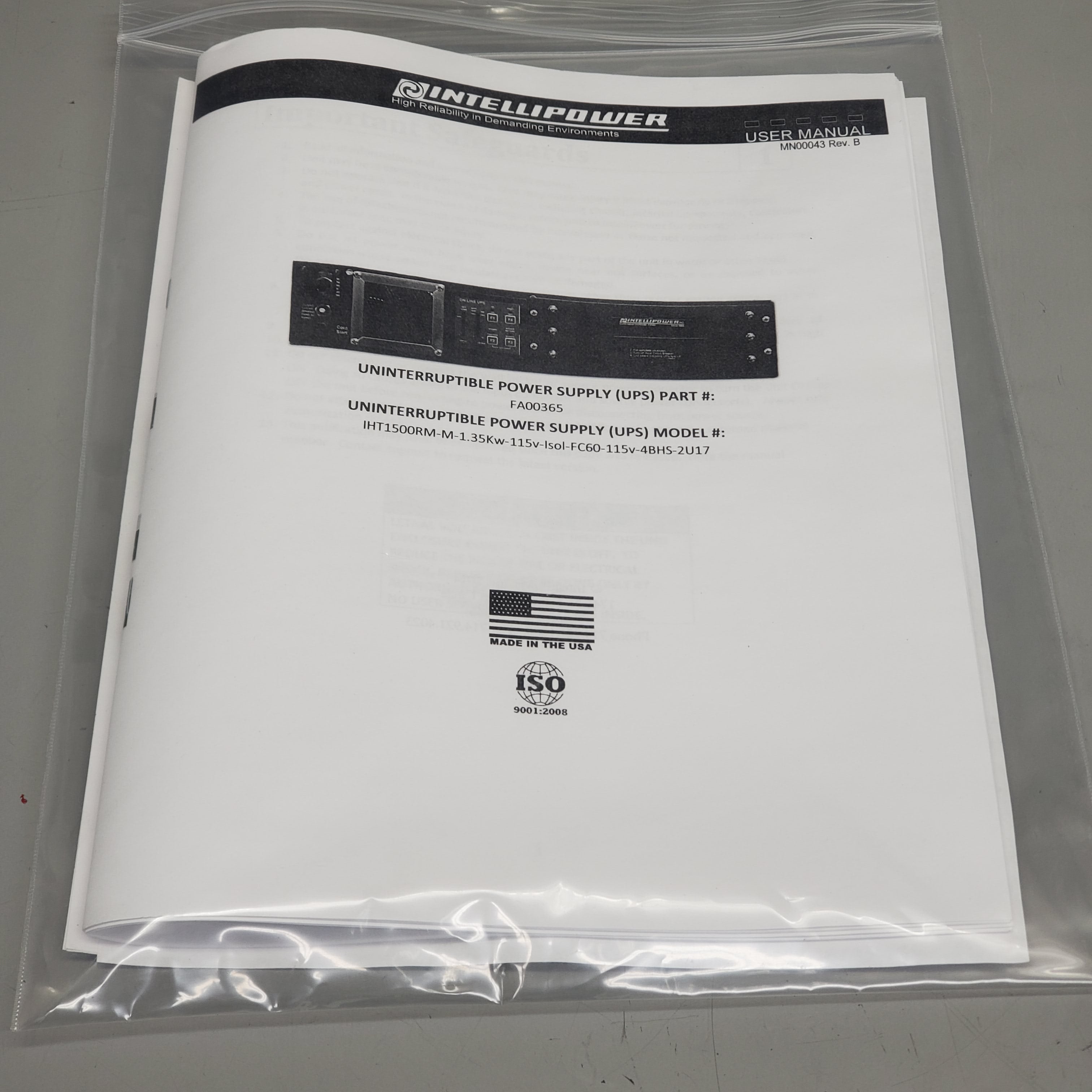 INTELLIPOWER Rugged UPS Extended Battery Backup Module 115Vac 60hz FA00365